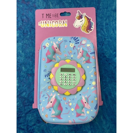 Pencil pouch with calculator: st005 unicorn