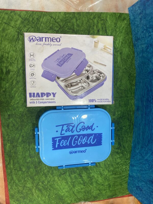WARMEO 3 compartment steel lunch box