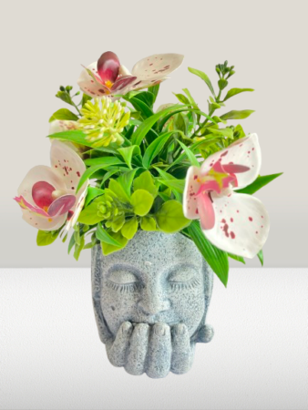 Elegant Face Planter with Artificial Flowers – Modern Home Décor