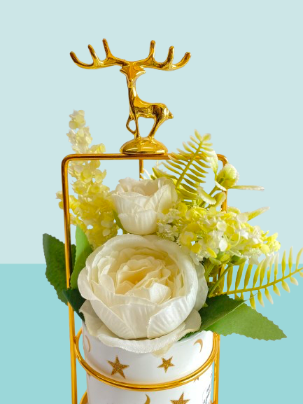 Luxury Golden Reindeer Flower Pot Showpiece - Image 2