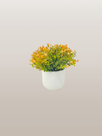 Artificial Green Plant with Orange Mini Flowers