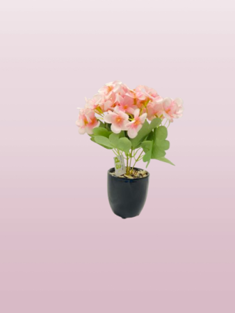 Pink Artificial Flower Plant with Black Pot – Elegant Table Décor