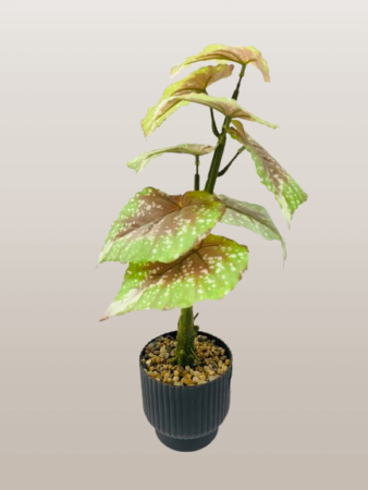 Large Artificial Decorative Plant with Black Ribbed Pot