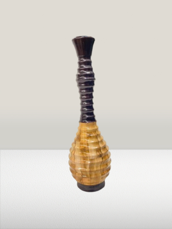 Handcrafted Dual-Tone Wooden Designer Vase