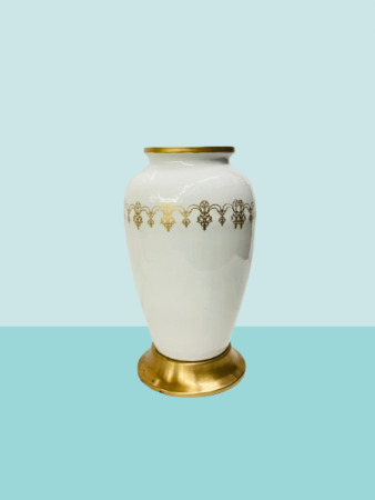 Luxury White & Gold Metal Decorative Vase