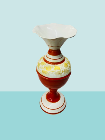 Premium Red & White Metal Designer Vase