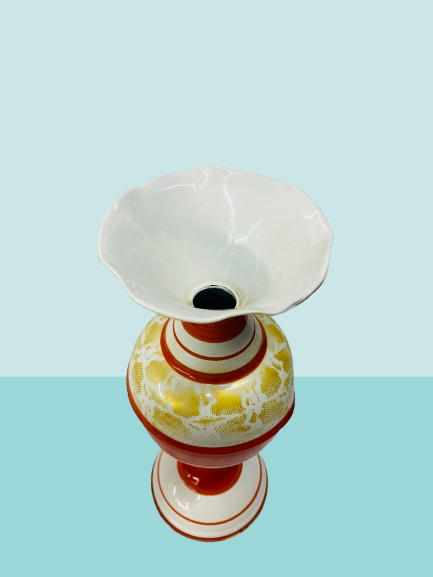 Premium Red & White Metal Designer Vase - Image 3