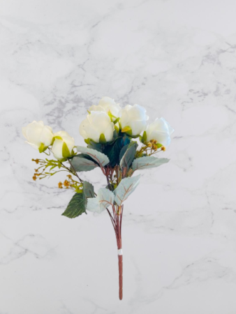 Premium White Artificial Rose Flower Bunch