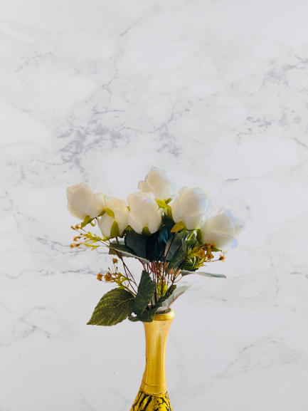 Premium White Artificial Rose Flower Bunch - Image 3