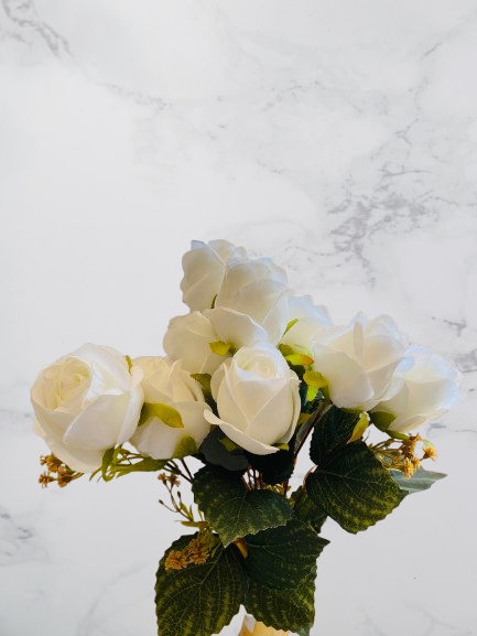 Premium White Artificial Rose Flower Bunch - Image 2