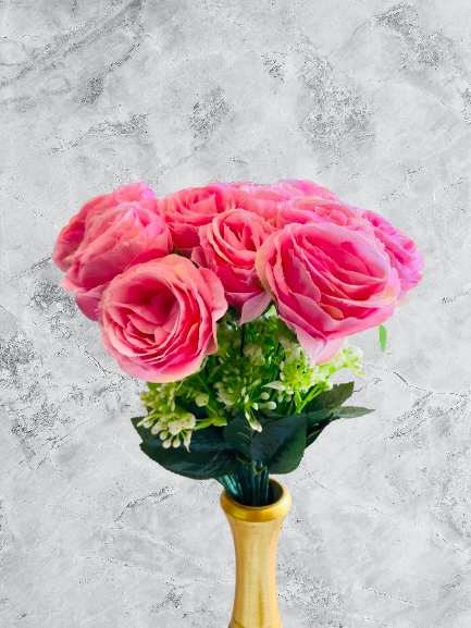 Premium Pink Artificial Rose Flower Bunch - Image 3