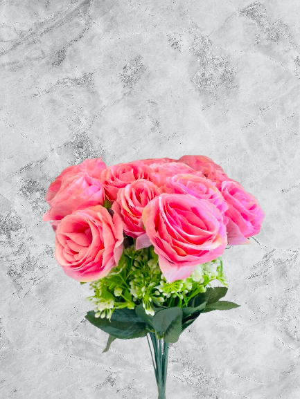 Premium Pink Artificial Rose Flower Bunch - Image 2