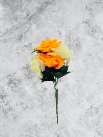 Elegant Yellow & Cream Artificial Rose Bunch