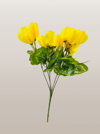Bright Yellow Artificial Flower Bunch (Premium Decorative Stem)