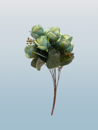 Premium Aqua Blue Artificial Rose Bunch – Elegant Home Décor Flower