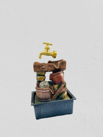 Golden Tap Rustic Water Fountain – Premium Tabletop Décor