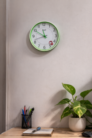 Premium Green Rim Wall Clock – Compact Silent Quartz Design
