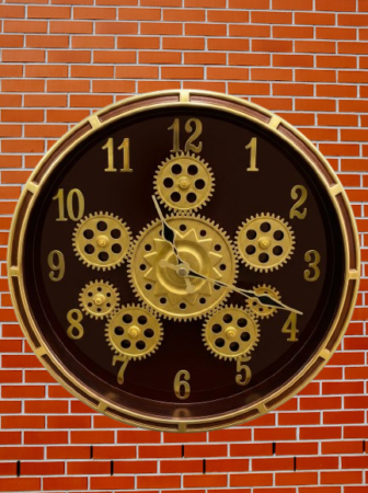 Luxury Golden Gear Designer Wall Clock – Premium Wooden Finish Decorative Clock